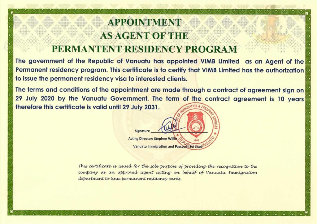 vanuatu permanent resident visa
